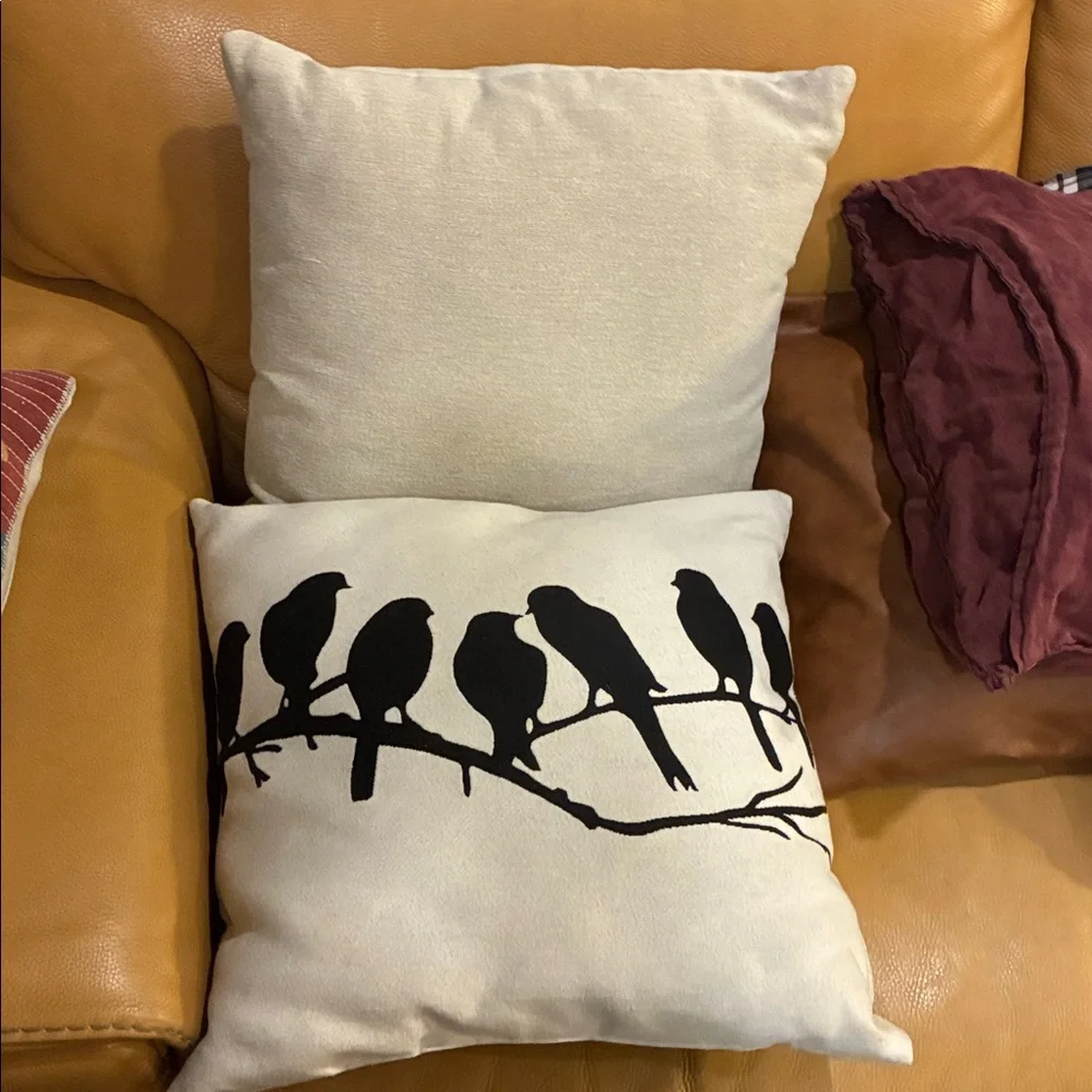 Bird Throw Pillows Black Birds on Cream Pillows No Wear No Marks Set/2 Pillows